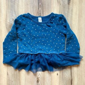 Dark Teal Polka Dot Kids Top with Tulle Skirt